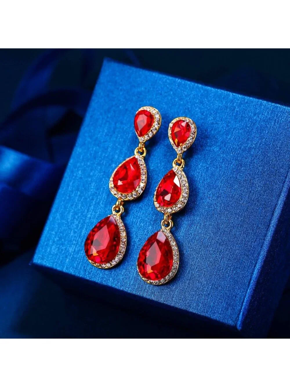 Stunning Crystal Teardrop Pear Shape Earrings - 2.5 Inch Long Dangle Jewelry